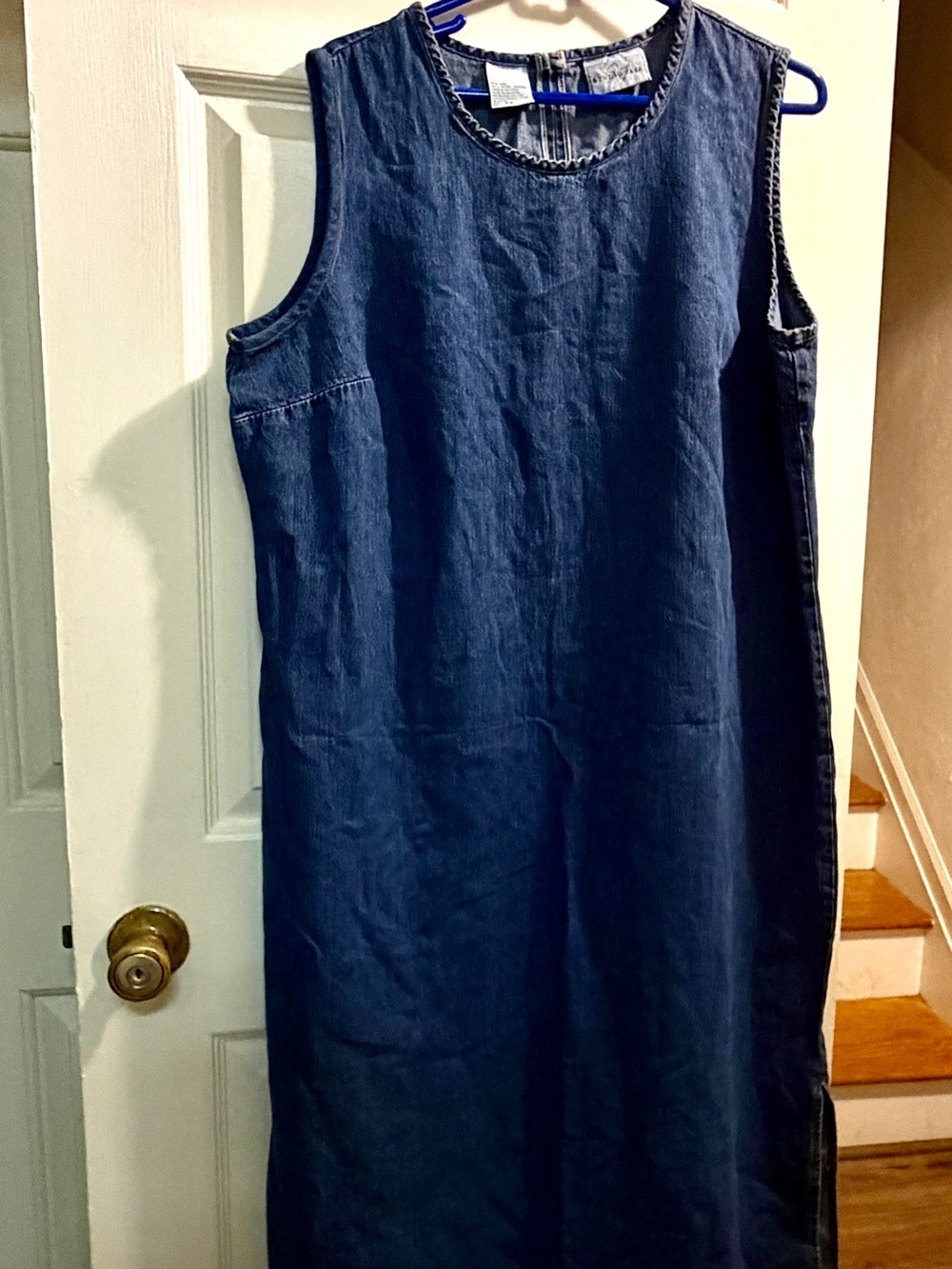 Sleeveless Indigo Blue Denim Maxi Dress